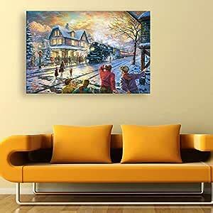 Inephos Framed Canvas - Beautiful City View Art Wall Painting (85cm X ...