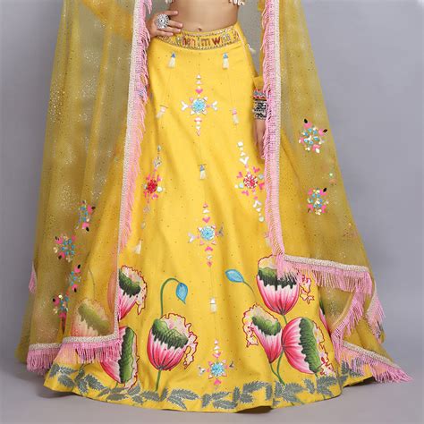 TANYA NARANG In Canary Yellow Handpainted Lehenga Set