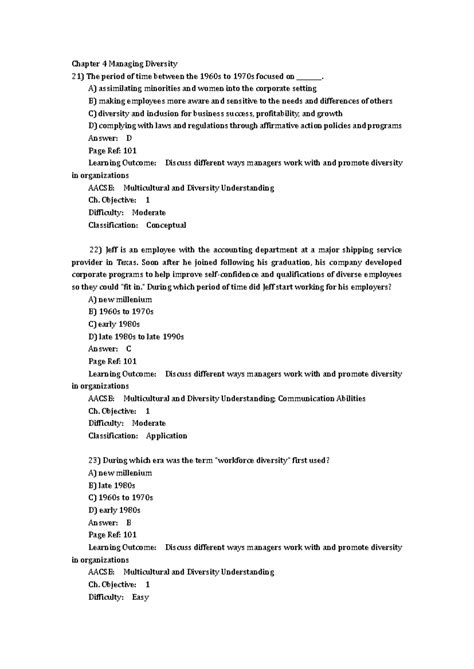Test Bank Chapter 4 - Chapter 4 Managing Diversity 21) The period of ...