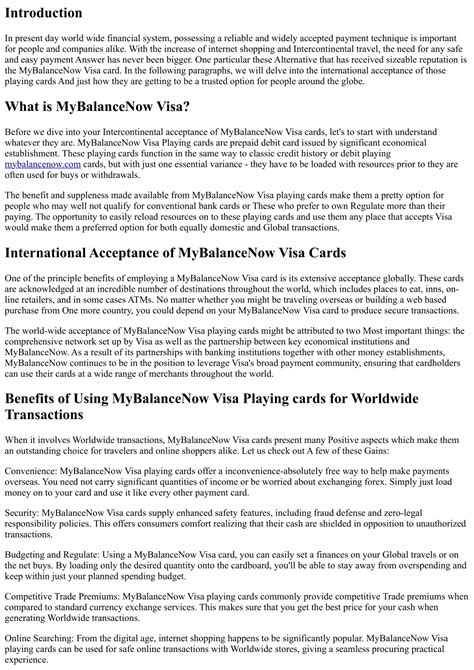 PPT - Exploring the International Acceptance of MyBalanceNow Visa Cards ...