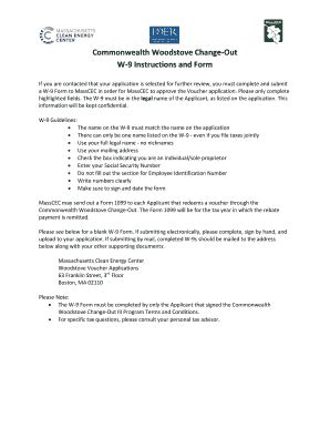 Fillable Online Commonwealth Woodstove Change-Out W-9 Instructions and ...