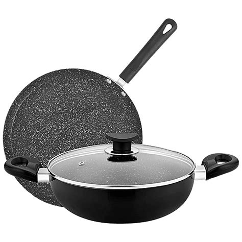 Buy Bergner Non-Stick Cookware Set - Essential +,Kadai ,Glass Lid,Tawa ...
