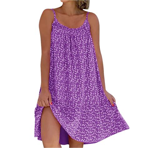 POTETI Summer Dresses for Women 2024 Purple Dress Casual Sleeveless ...