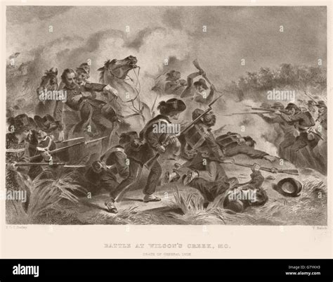 AMERICAN CIVIL WAR. Battle at Wilson's Creek. General Lyon's death ...