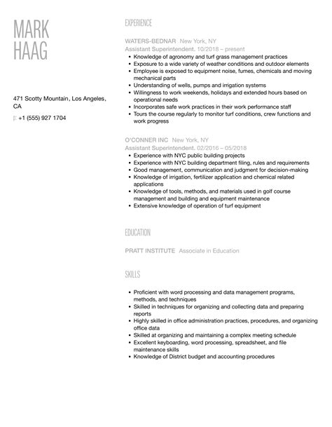Assistant Superintendent Resume Samples | Velvet Jobs