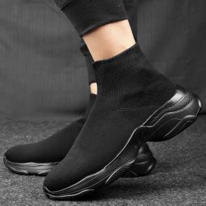 BXXY Black Light-Weight Casual Sports, Walking Socks Shoes For Men High ...