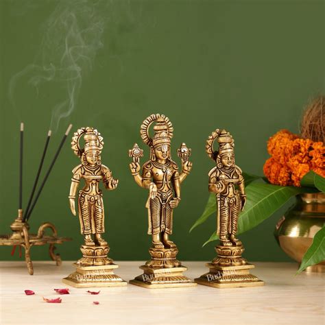 Buy Brass Tirupati Balaji Idol Set with Bhudevi and Sridevi | 8 inch ...