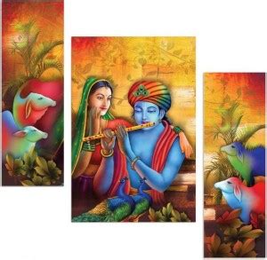 KKM Radha Krishna Religious Modern Art Painting (Without Frame, Pack of ...