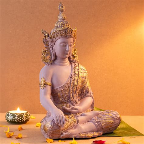 Resin Gautam Buddha Statue (Pastel Pink) – The Advitya