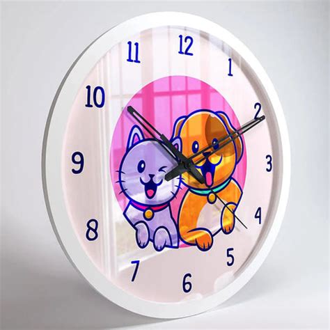 Cute Kitten & Puppy Kids Wall Clock – Decors Mantra