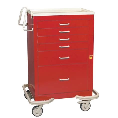Mpd Medical 6 Drawer 30" Steel Mini Cart, Button Lock, Crash Cart Blue ...