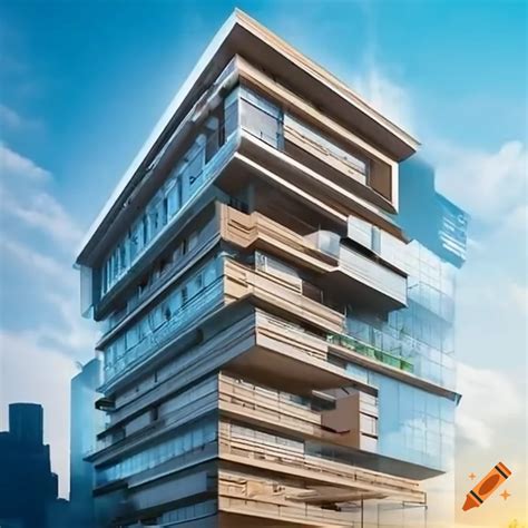 Modern office building 7 storey on Craiyon