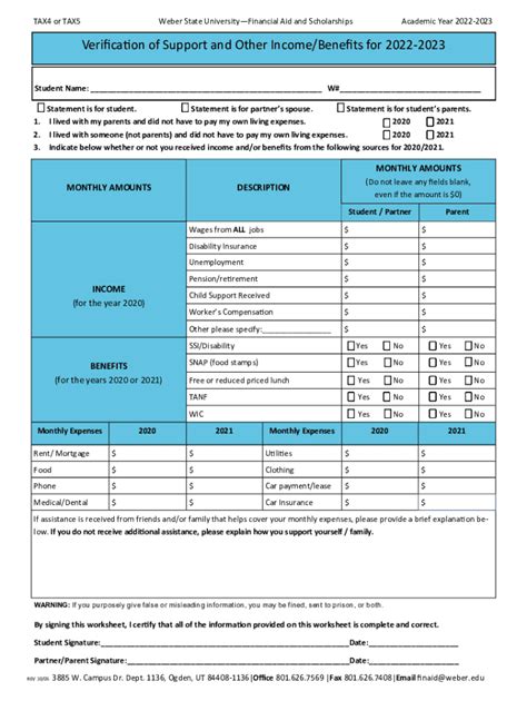 Fillable Online apps weber 2022-2023 Financial Aid Forms - Weber State ...