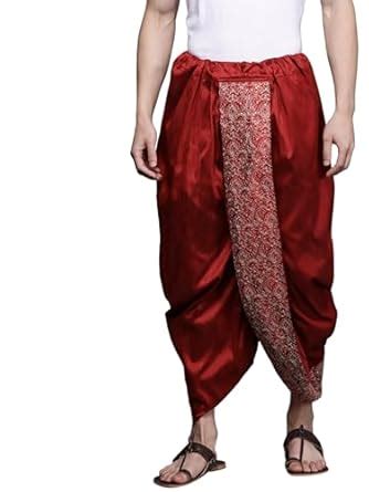 Buy Manyavar Mens Maroon Art Silk Solid Dhotis at Amazon.in