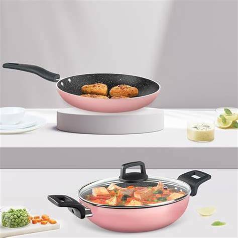 Buy Borosil Festive Glory Non-Stick Set of 3 Kadhai (24 cm), Fry Pan ...