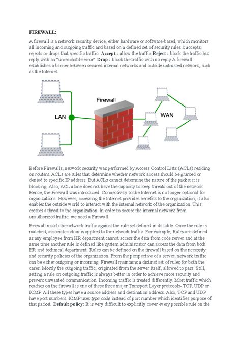 Assign 5 - good - FIREWALL: A firewall is a network security device ...