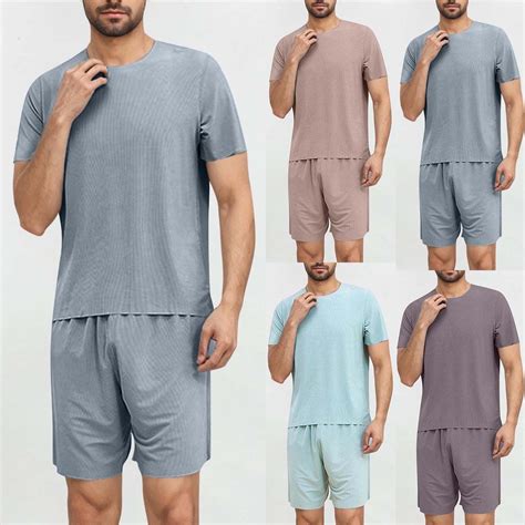 GERsome Men's Pajamas Sets Short Sleeve Crewneck Pullover Tops and ...