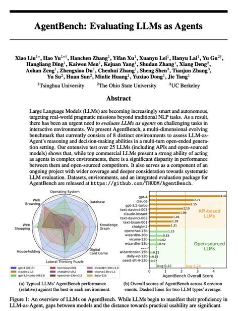 大模型Agent能力全面评测，清华伯克利发布AgentBench，AK高赞论文 - 智源社区