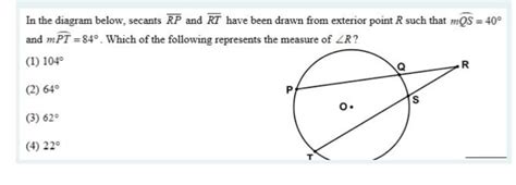In the diagram below, secants overline RP and overline RT have been ...