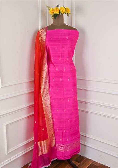 Khadi Silk Pink Unstitched Suit – CHAWLA SILK STORE