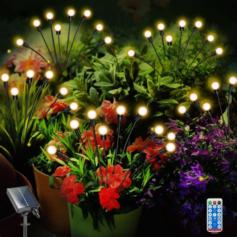 XRongjm Solar Lights Outdoor Garden 6 Pack 8 LED Firefly Solar Lights ...
