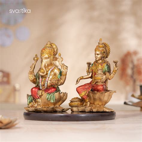 Antique Ganesh Lakshmi Murti Pair (7 Inch)