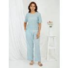 Powder Blue Embroidered Cotton Kurta and Pants- Set of 2