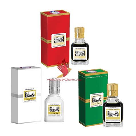 Swiss Arabian Jannat ul Firdaus 9ml Attar Red, White & Green Pack of 3 ...