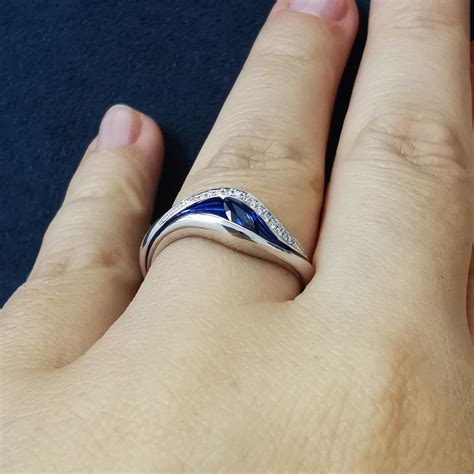 Blue Sapphire Diamonds Enamel 18 Karat White Gold Melted Colors Ring ...
