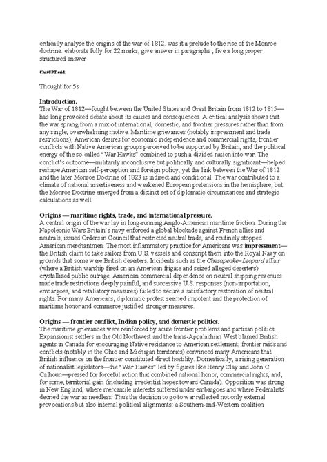 Critically Analyzing the Origins of the War of 1812: Prelude to the ...