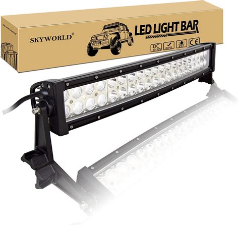 Buy SKYWORLD 22 inch Curved LED Light Bar 12000LM Dual Row Spot Flood ...