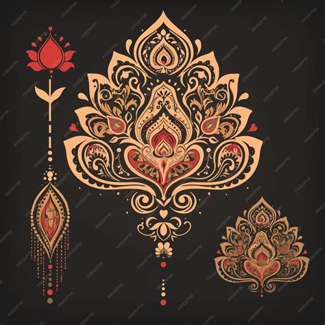 Indian henna designs with traditional motifs | Premium AI-generated vector
