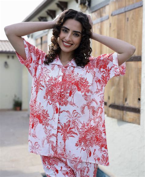 Red Pure Cotton Night Suit Set – Sanskruti Homes
