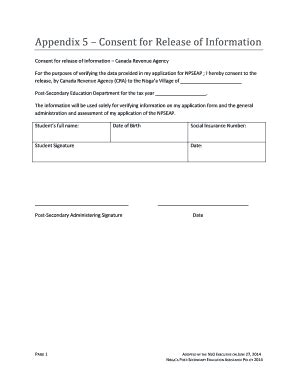 Fillable Online nisgaanation Appendix 5 Consent for Release of ...