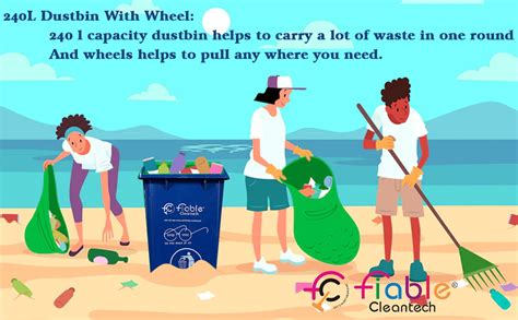Fiable Cleantech Plastic 240 Liter Trash Bin Blue | Wheeled Dustbin ...
