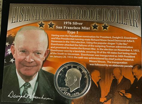 1976-S TYPE 1, SILVER PROOF EISENHOWER DOLLAR COIN, FIRST COMMEMORATIVE ...