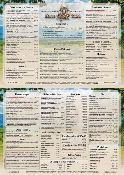 Speisekarte von XXL Restaurant Leopoldauer Alm, Wien