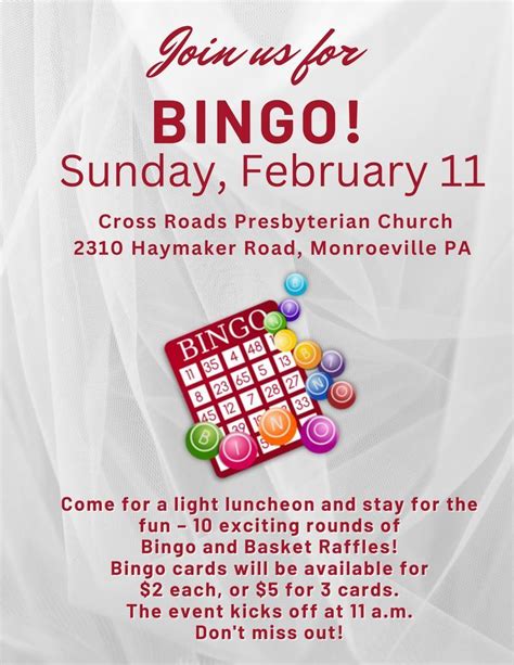Bingo! Mission Fundraiser, 2310 Haymaker Rd, Monroeville, PA 15146-4326 ...
