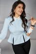 Buy Slit Peplum Collar Shirt Tops for Women Cut-Out Sleeves – IREA Life