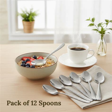 Stainless Steel Spoons with Decorative Textured Handles – Multipurpose ...