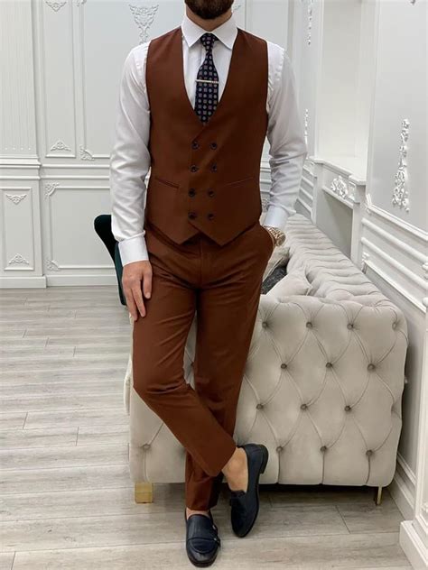 SPTALLFITJSV Men's Double Breasted 3 Piece Suit Slim Fit Elegant India ...