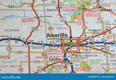 Map Image of Amarillo Texas Stock Photo - Image of bushland ...