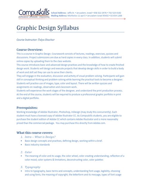 Graphic Design Course Syllabus 的图像结果
