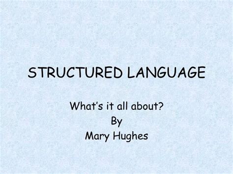 Image result for Structured Language Examples