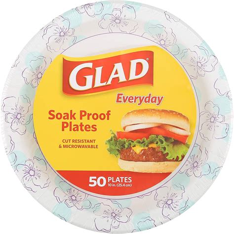 Brandclub - Glad 10 Inch Round Paper Plates 50 Count - Heavy Duty Round Disposable Plates for ... - is it safe to microwave paper plates