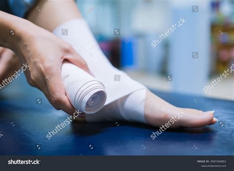 Patient Ankle Sprain Foot Injury Wrapping Stock Photo 2507164851 ...