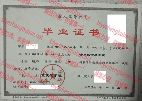 重庆工学院毕业证样本图 - 毕业证补办网