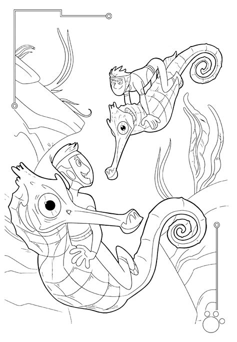 They ride seahorses - Wild Kratts Coloring Pages
