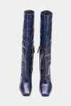 Buy Navy Patricia Midnight Crocodile Embossed Long Boots by Oroh Online ...