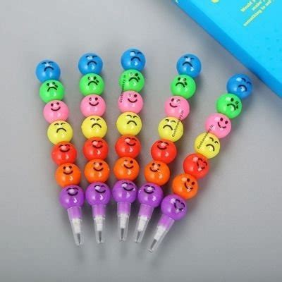 Smiley Pencils - Set of 5 Stackable Lead Changing Pencil – Geekmonkey